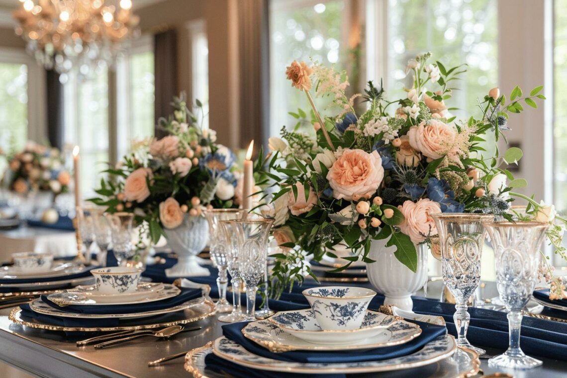 Idées élégantes de décoration de mariage en bleu marine : inspirations pour une cérémonie chic