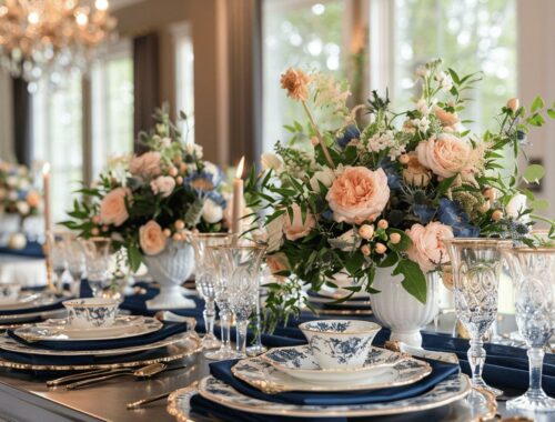 Idées élégantes de décoration de mariage en bleu marine : inspirations pour une cérémonie chic